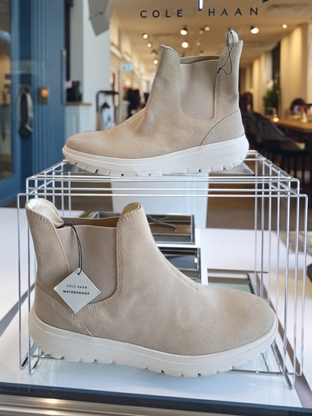 New Cole Haan Raelyn Chelsea Waterproof Chelsea Boot in Light Sesame Suede 6B